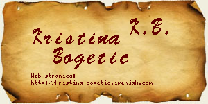 Kristina Bogetić vizit kartica